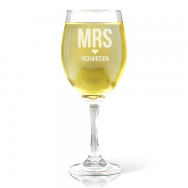 Mrs Love Engraved Wine Glass