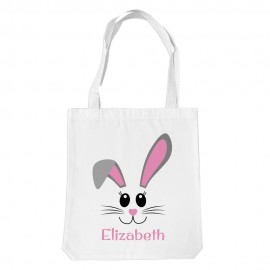 Pink Bunny Face White Tote Bag
